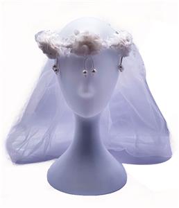 带电闪光5朵珠花双层纱头纱 - OBL10415954