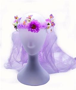 带电闪光单层头纱加假花 - OBL10415991