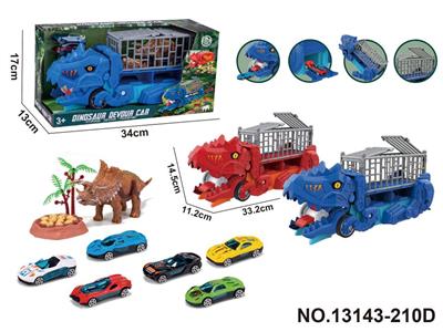 吞食变形恐龙运输车
（配3只合金滑行车仔随机+一只软胶三角龙+草/蛋槽） - OBL10417668