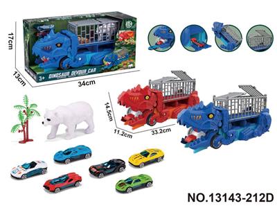 吞食变形恐龙运输车
（配3只合金滑行车仔随机+一只软胶白熊+草） - OBL10417672