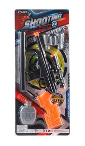 枪片警察套-火石打响枪狙击枪配棍、军壶和望远镜 - OBL10417752