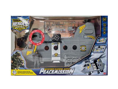 军事套装/滑行01运输机（包两颗纽扣/AG13电池，带灯光，声音），军人加配件 - OBL10418277