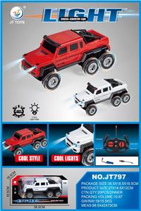 六轮灯光遥控车 红色/白色2色混装 1:14（包）车身3.7V充电锂电池、USB线、遥控器（2AA不包）4通 - OBL10418726