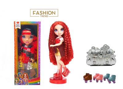 高端冬天系列  16寸搪胶带灯光音乐主题曲Rainbow high惊喜彩虹高中带溜冰鞋、彩虹大手提包 - OBL10418983