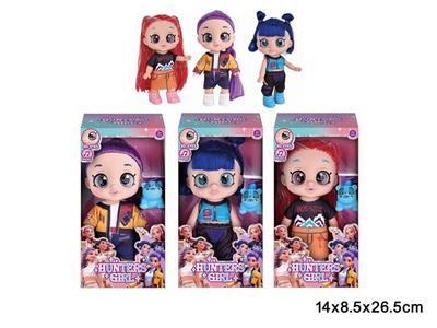 Q版卡通5D真眼珠14寸全搪胶猎魔娃娃带音乐主题曲带宠物狗3款混装 - OBL10420277