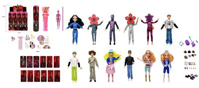 夏天【泡水变色】真眼珠11.5寸11关节实身怪奇物语第5季Stranger  Thing真人版芭比带金貂卡片一张带怪奇物语主题套件12款8P混装 - OBL10420318