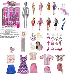 第12季高档惊喜水果组合水晶11.5寸实身变色泡水芭比.娃娃带水果香味。搭配2套水果夏天和冬天主题衣服.带11样不同的惊喜配件4款随机混装6PCS - OBL10420337