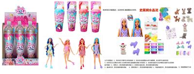 惊喜系列11.5寸实身苹果奶茶杯芭比带史莱姆水晶妮，5样惊喜配件[头发和脸部的变色部位都是感温变色】4款6PC - OBL10420338