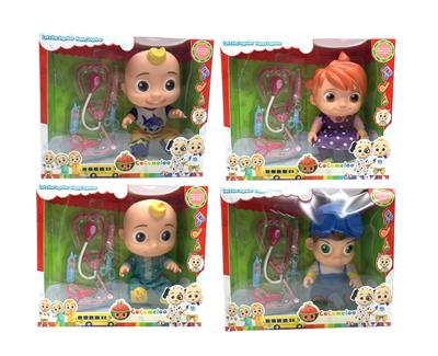 14寸搪胶cocomelon超级宝贝带4首主题音乐和圣诞主题音乐4款不同主题人物混装带听诊器小医生器材配件 - OBL10420366