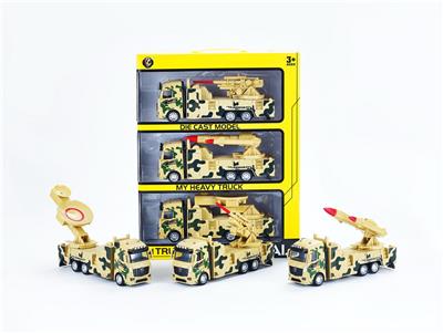 1:32 沙漠黄回力合金军事车，3只/手提开窗盒 - OBL10423366