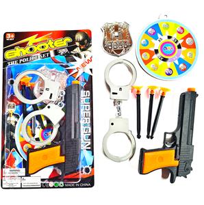 实色手枪针枪配手铐警徽标靶 - OBL10423697