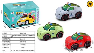 Q版1:20电动布加迪万向带3D灯光音乐警车不包电 - OBL10424955