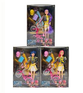 第3代K-POP 猎魔  11.5寸12关节实身猎魔女团，带迷你单车带吉他套装 - OBL10427665