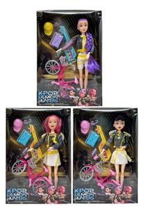 美泰版第3代K-POP 猎魔  11.5寸12关节实身猎魔女团，带迷你单车带吉他套装 - OBL10427711