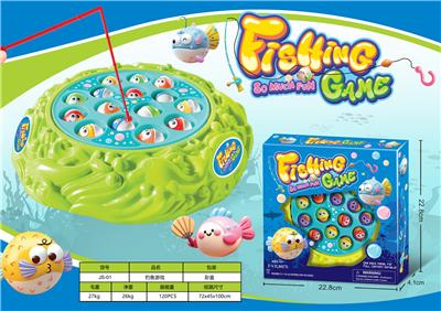 河豚电动钓鱼台桌游室内旋转台益智游戏玩具（配15鱼2鱼竿） - OBL10428347