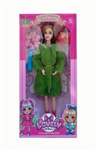 11.5寸实心芭比娃娃活动关节（大脚）（鞋子）+兔耳风扇+包包 套装 - OBL10428641