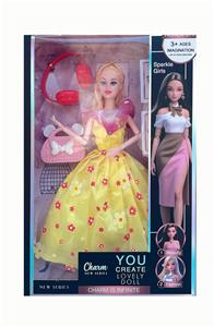 11.5寸实心芭比娃娃活动关节+大耳机+包包套装 - OBL10428650