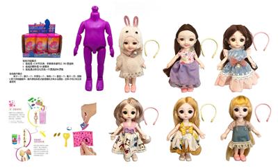 最新款浴盐娃娃6.5寸实身12关节6D真眼珠靓丽娃娃带6款不同惊喜配件6款6PC - OBL10430206
