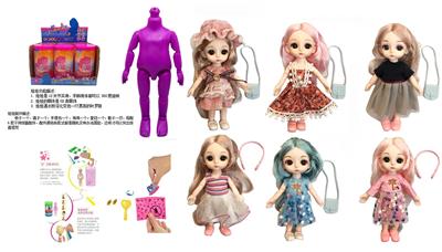 最新款浴盐娃娃6.5寸实身12关节6D真眼珠靓丽娃娃带6款不同惊喜配件6款6PC - OBL10430207
