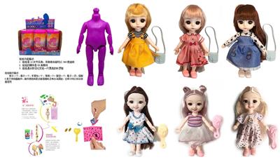 最新款浴盐娃娃6.5寸实身12关节6D真眼珠靓丽娃娃带6款不同惊喜配件6款6PC - OBL10430209