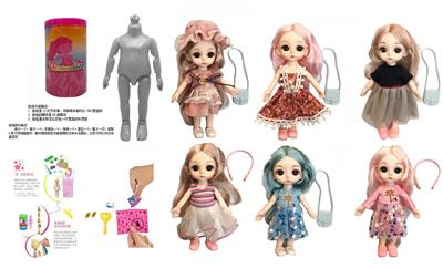 最新款浴盐娃娃6.5寸实身12关节6D真眼珠靓丽娃娃带6款不同惊喜配件 - OBL10430228