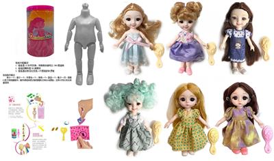 最新款浴盐娃娃6.5寸实身12关节6D真眼珠靓丽娃娃带6款不同惊喜配件 - OBL10430232