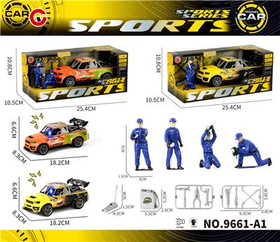 灯光声音惯性3DUV印骨架跑车+维修工+工具 - OBL10430660