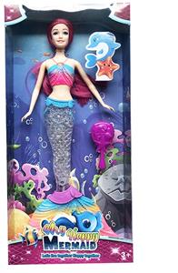 14寸实身美人鱼带灯光音乐主题带梳 - OBL10431315