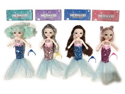 6寸12关节实身3D眼珠叶萝莉美人鱼带发夹 4款混装 - OBL10431319