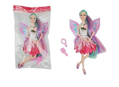 高档11.5寸实身11关节时装短裙芭比带项链、蝴蝶翅、梳子镜子 - OBL10431334