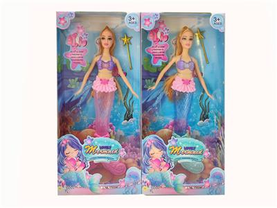 新款14寸实身活手时尚美人鱼音乐芭比带权杖配件 2款混装 - OBL10431342