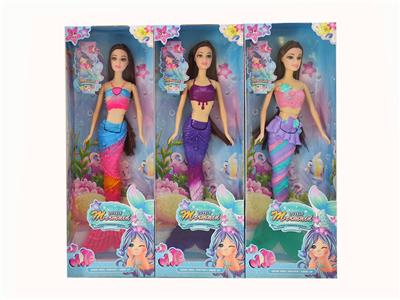 新款14寸实身活手时尚美人鱼音乐芭比 3款混装 - OBL10431343