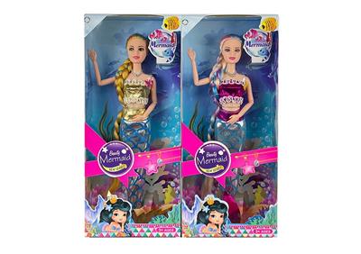 新款14寸实身9关节时尚礼服美人鱼芭比带项链配件 2款混装 - OBL10431345