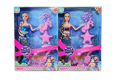 新款14寸实身9关节时尚礼服美人鱼芭比带海马吸塑配件 2款混装 - OBL10431346