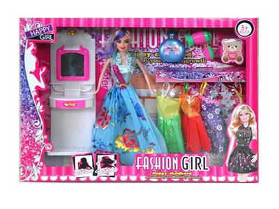 高档大盒11.5寸实身活手婚纱芭比带梳妆台吊衣服 - OBL10431357