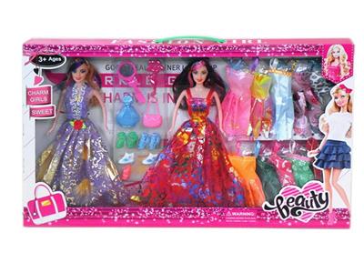 高档大盒11.5寸实身活手婚纱裙子芭比双人装带吊衣和吸塑配件 - OBL10431359