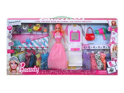 高档大盒11.5寸实身活手婚纱裙子芭比带吊衣和台镜子吸塑配件 - OBL10431368