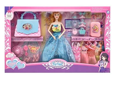 高档大盒11.5寸实身12关节婚纱芭比带大包包和行李箱配件吊裙 - OBL10431370