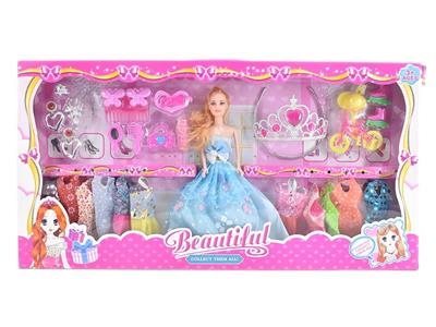 高档大盒11.5寸实身死手婚纱裙子芭比带大皇冠和打扮吸塑配件 - OBL10431373