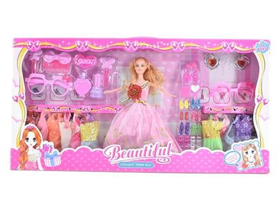 高档大盒11.5寸实身活手婚纱裙子芭比带吊衣和大眼镜吸塑配件鞋子吸塑 - OBL10431374