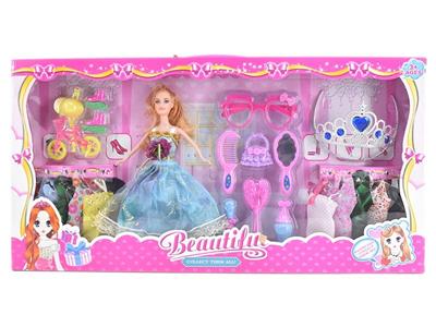 高档大盒11.5寸实身活手婚纱芭比带眼镜吸塑和大皇冠配件吊裙 - OBL10431375