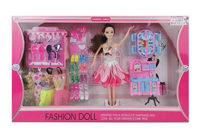 高档大盒11.5寸实身活手时装芭比带打扮吸塑配件和厨房吸塑配件吊裙 - OBL10431377