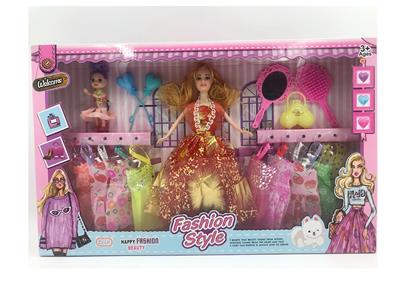 高档大盒11.5寸实身活手婚纱芭比带3寸仔大梳子大镜子配件吊裙 - OBL10431386