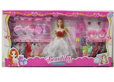 高档大盒11.5寸实身活手婚纱裙子芭比带吊衣和大眼镜吸塑配件和鞋子吸塑小配件 - OBL10431389