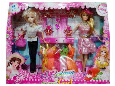 高档礼盒两只12关节实身芭比带12件高档衣服 - OBL10431410