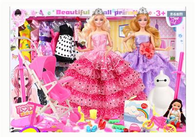 高挡礼盒两只12关节实身芭比带两只凯莉芭比加12件高档衣服 - OBL10431412