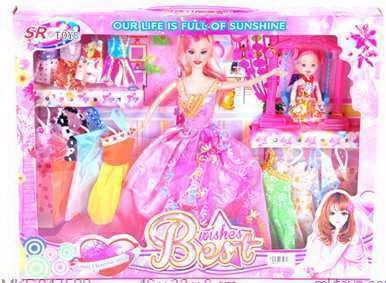 高挡礼盒两只实身芭比带一只凯莉芭比加12件高档衣服 - OBL10431414