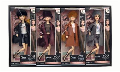 11寸实身11关节时尚皮衣芭比+包包 4色混装 - OBL10432132