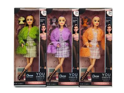 11寸实身11关节时尚芭比+狗 3色混装 - OBL10432143