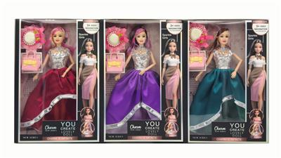 11寸实身9关节礼服芭比+包包+礼帽 3色混装 - OBL10432150